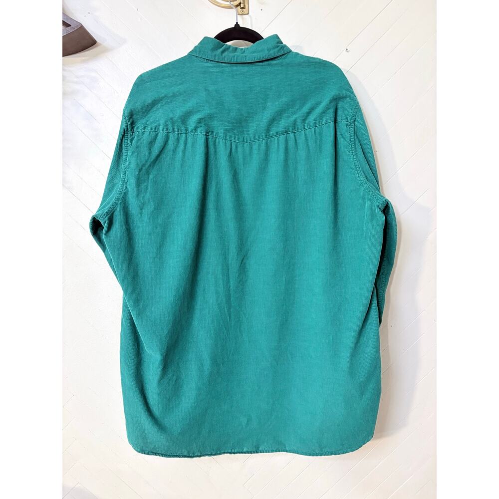 Criquet Teal Western Casual Corduroy Pearl Snap Buttons Mens XL 100% Cotton - Picture 8 of 11